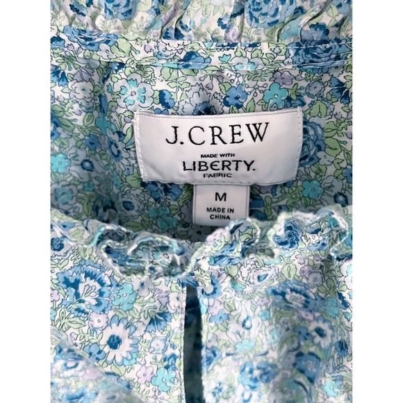 J Crew blue floral puff sleeve blouse with Liberty fabric sz M Amelie - Picture 6 of 10